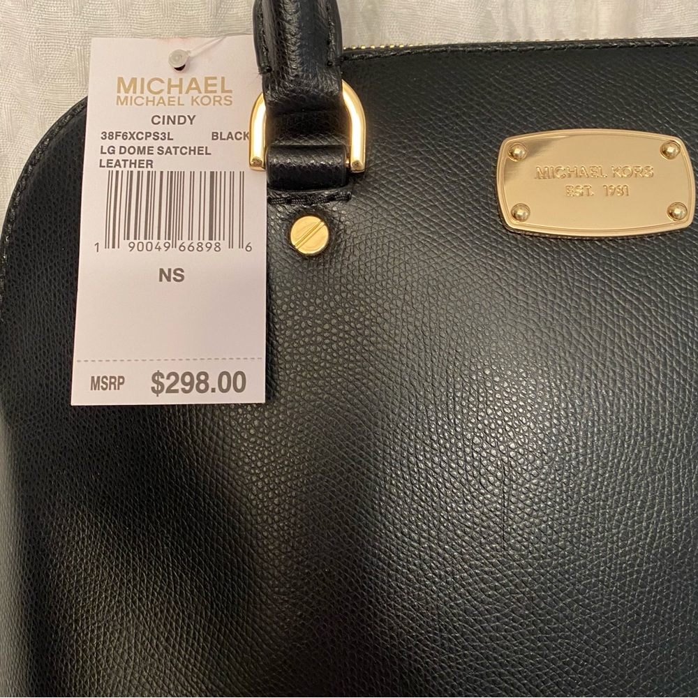 NWT Michael Kors Y2K Cindy black leather dome satchel - Picture 12 of 16